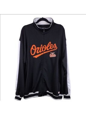 Stitches Athletic Gear Orioles Black White Mock Collar Long Sleeve Zip Up Jacket